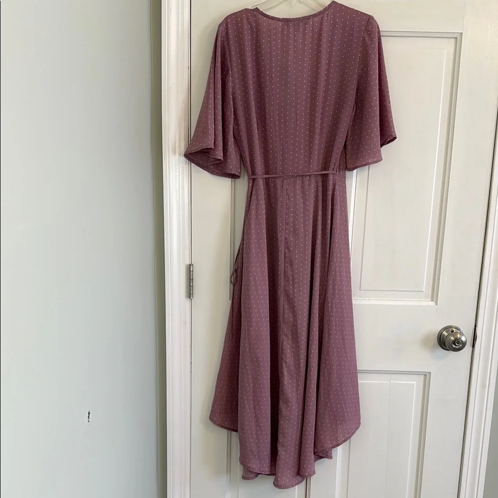 Lulus Mauve Flowy Summer Wrap Dress - Picture 3 of 5